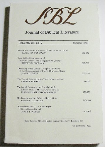 Image for Journal of Biblical Literature (Volume 108 Number 2, Summer 1989)